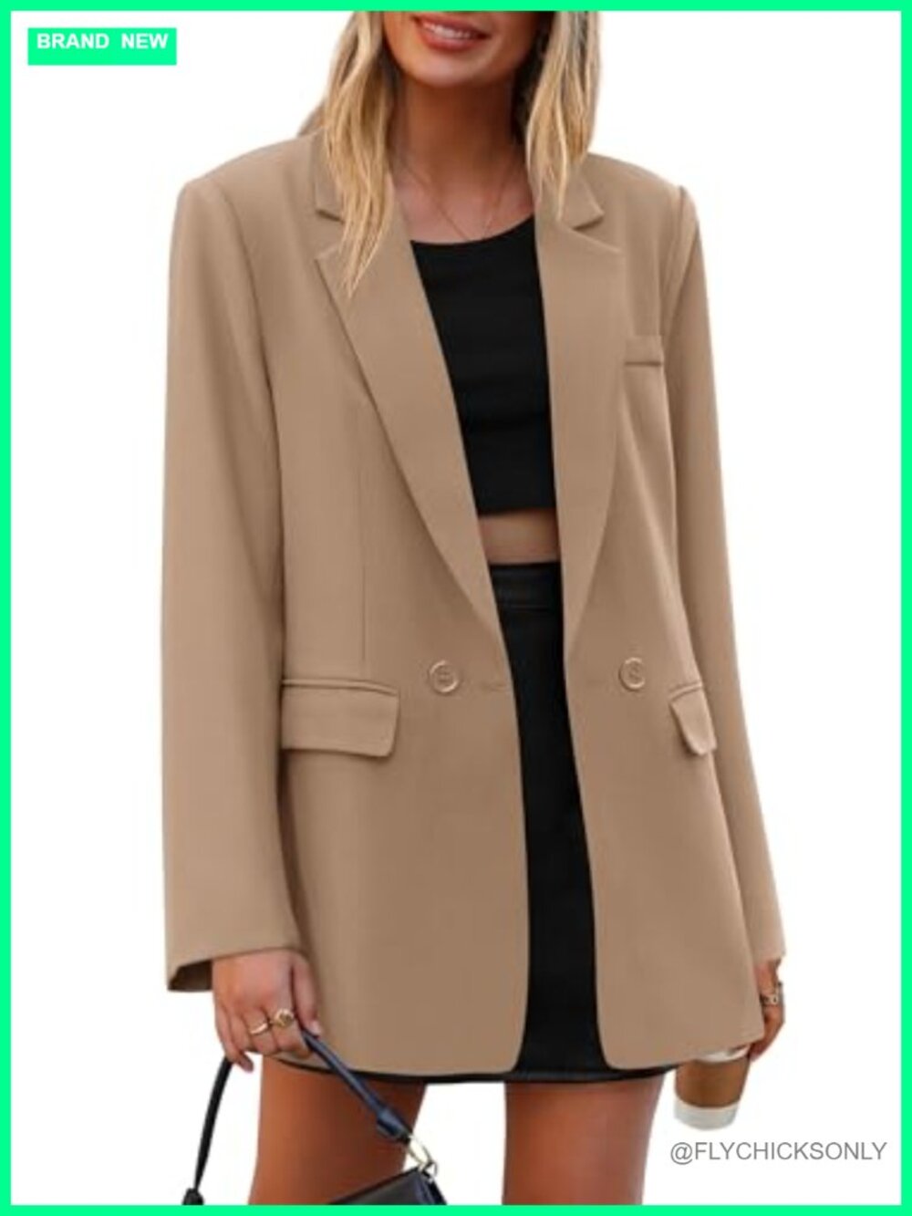 Double Breasted Oversized Blazer, Business Casual Button Front Jacket
